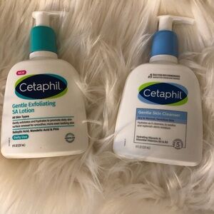 Cetaphil gentle face wash 
Cetaphil face lotion with salicylic acid